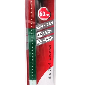 Снимка на Светещ лед бар 60 cm 45 LED 12V - 24V бяло-зелено-червено BG Bulgaria флаг знаме България