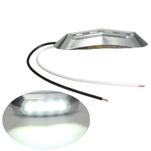 Снимка на Бял LED Габарит, Маркер, 4 диода, Хромирана рамка - 12V