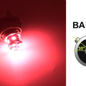 Снимка на LED Лед Крушки, 22 SMD, BA15S 1156 (P21W), Асиметрични, Разминати пинове (150°) , Offset, 12V, Червена Светлина