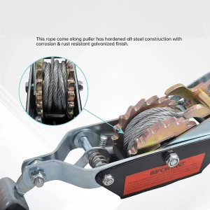 Снимка на Ръчна лебедка скрипец със стоманено въже товароподемност 2т 2 тона