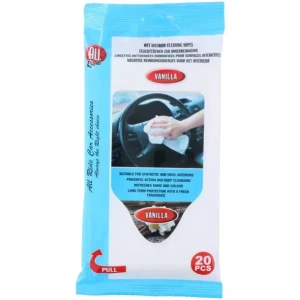 Снимка на Мокри кърпи за почистване на пластмасови части и табла Ванилия 20 броя