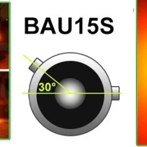 Снимка на LED Лед Крушки, 30 SMD, Асиметрични, Разминати пинове (150°) , Offset, 1156, BAU15S, 12V, Оранжева Светлина