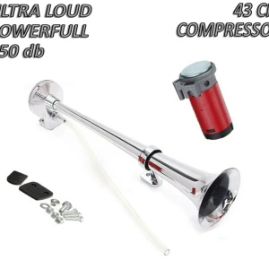 Снимка на Тромба клаксон единична с компресор 12V за автомобили джипове бусове ТИР - 43 см