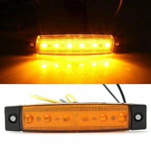 Снимка на Светодиоден Маркер, габарит, токос, рибки, рибка, светлина със 6 LED ЛЕД за камион, бус, ван, ремарке, каравана, платформа, 12V оранжев