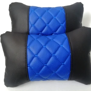 Снимка на Комплект от 2 броя универсални възглавници авто възглавничка за врат за по-добър комфорт при дълъг път с автомобил синьо - черно