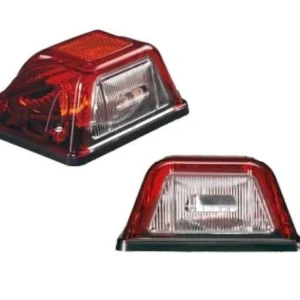 Снимка на Комплект от 2 броя Плафон за регистрационен номер с крушка червен 12-24V за камион, ремарке, каравана, бус, трактор и др.