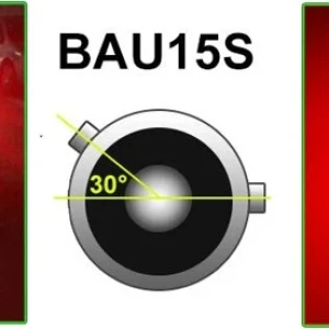 Снимка на LED Лед Крушки, 30 SMD, Асиметрични, Разминати пинове (150°) , Offset, 1156, BAU15S, 12V, Червена Светлина