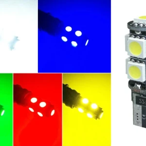 Снимка на LED Лед Диодни Крушки За Габарит, Т10-5050 W5W, 9 SMD, 12V, 5 Цвята Светлина