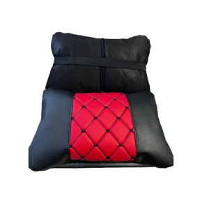 Снимка на Комплект от 2 броя универсални възглавници авто възглавничка за врат за по-добър комфорт при дълъг път с автомобил червено с черен шев