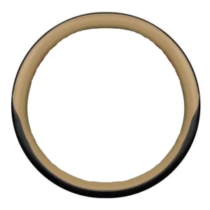 Снимка на Универсален калъф за волан от еко кожа бежов - черен за камион 44-46cm