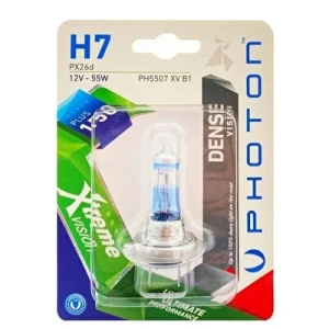 Снимка на 1 брой халогенна крушка H7 Х7 +150% 12V 55W PX26D в блистер бяла светлина XTREME VISION PHOTON