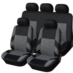 Снимка на Универсална Авто тапицерия Kалъфи За Седалки Пълен Комплект 9 Части Сиво Черно TAP467