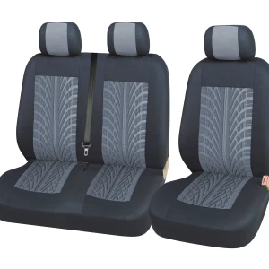 Снимка на Комплект 2 + 1 тапицария/калъфи за бус/ван с шарка грайфер - Transit, Sprinter, Movano, Master, Crafter, Transporter, LT, Boxer, Jumper - текстил - черни - 5 части