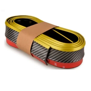 Снимка на Универсален спойлер за броня и прагове карбон карбонов със златна лента 5см x 2.5м